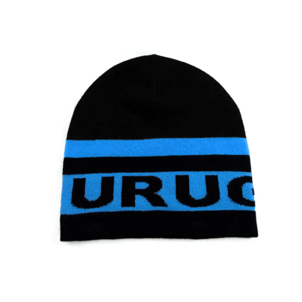 Gorro Celeste y Negro Uruguay Jacquard Poliester
