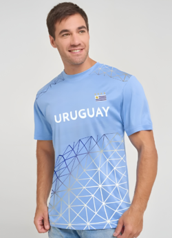 Camiseta Celeste Hincha Uruguay Con Red