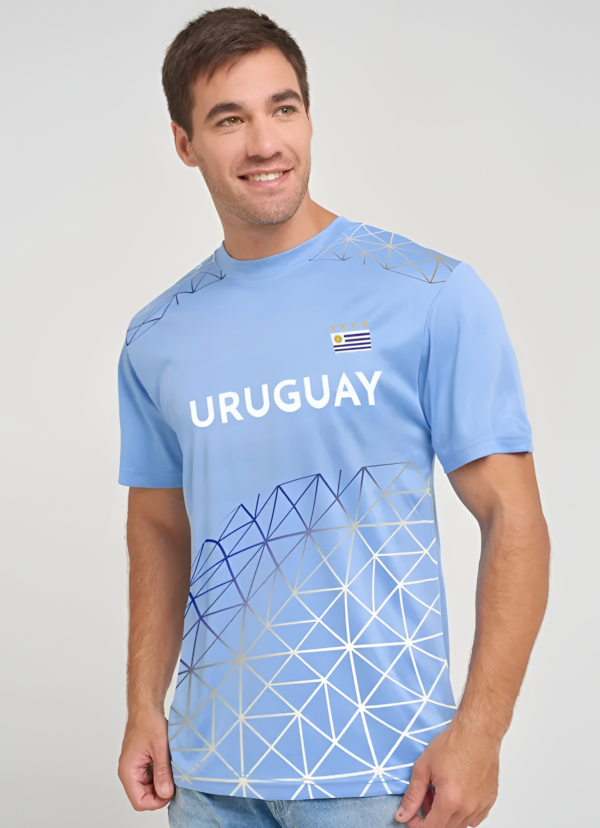 Camiseta Celeste Hincha Uruguay Con Red